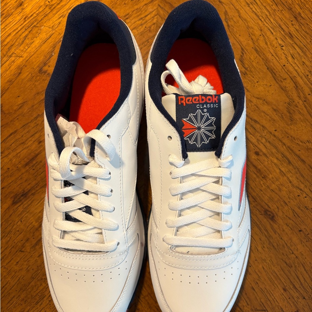 Reebok Classic White and Navy Men's Sneakers